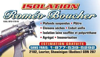 Isolation Roméo Boucher - services et coordonnées